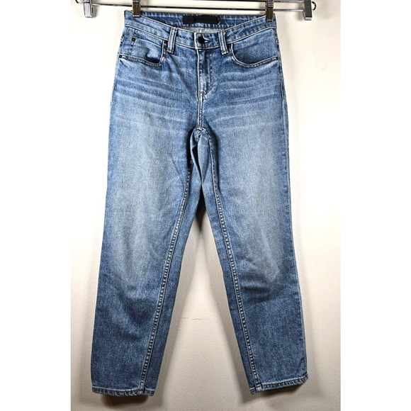 Alexander Wang Jeans Women 24 Blue Mid Rise Stretch Designer Luxury Straight - Picture 3 of 10